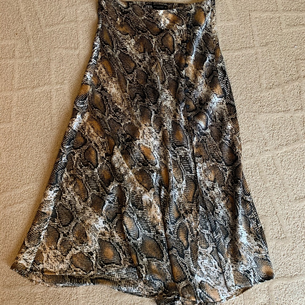 Zara animal print maxi skirt with slit